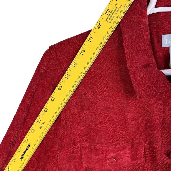 Liz & Me Womens 1X Red Jacquard Button-Front Jacket Abstract Design Art To Wear - Picture 13 of 16